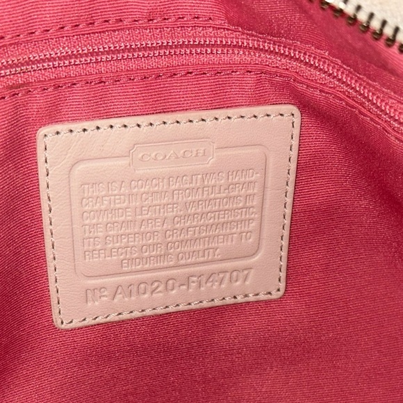 Coach Zoe Cream Leather Hobo Bag w/ Pink Interior - Picture 3 of 5